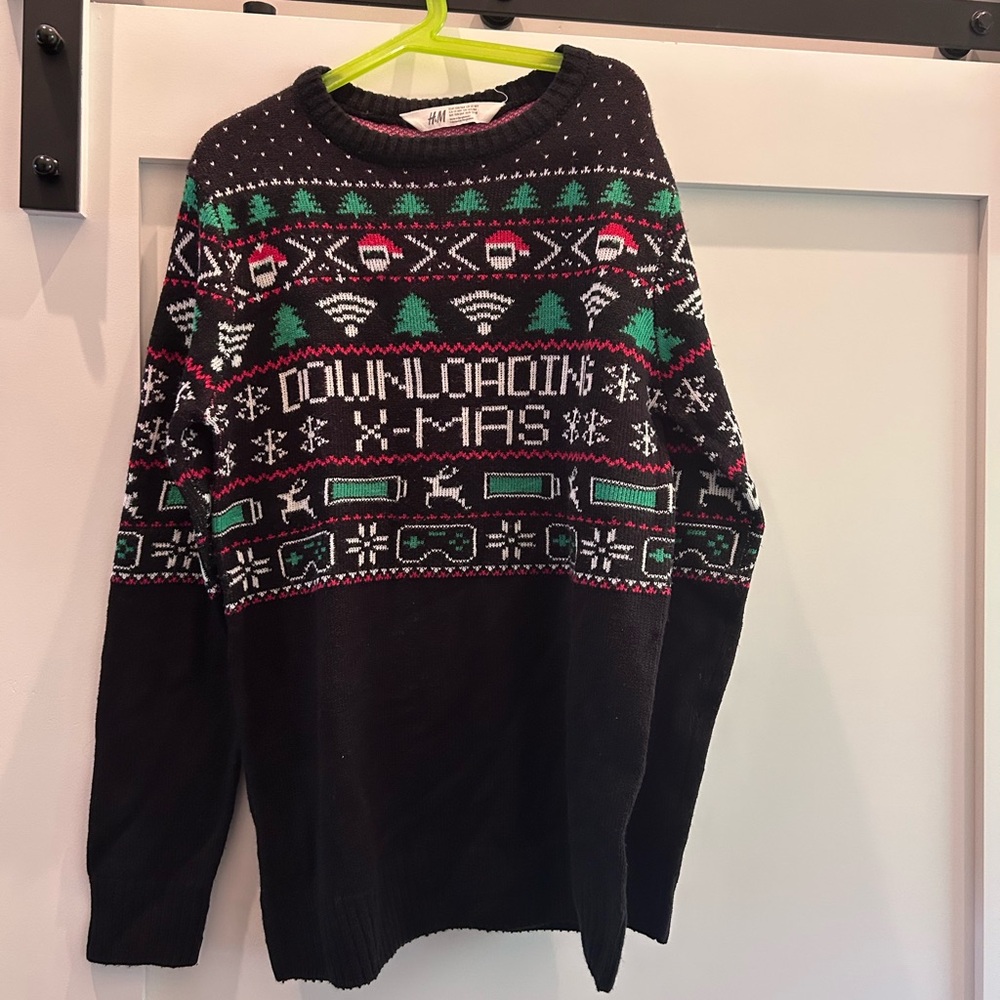 H&M “Downloading Xmas” Kids Christmas Sweater Ugly Sweater 12-14 Years